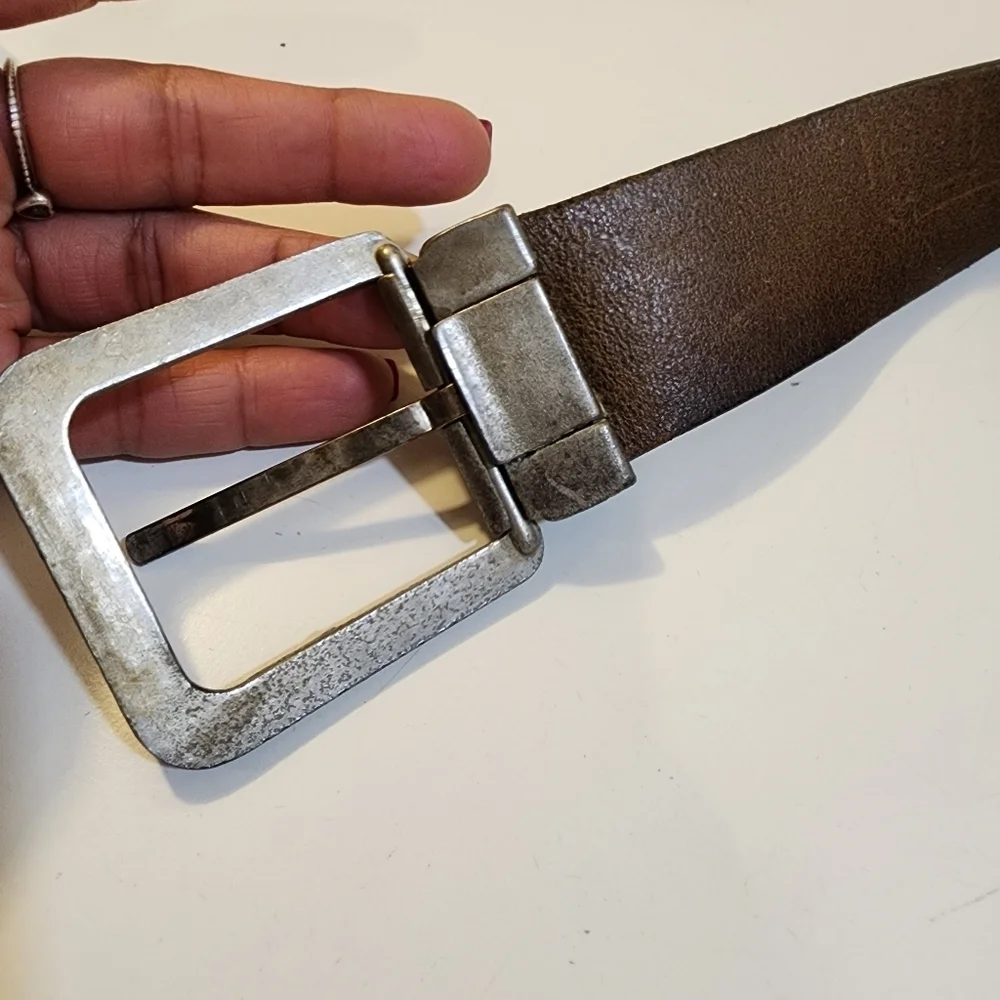 Diesel Brown Leather Belt with Silver Buckle